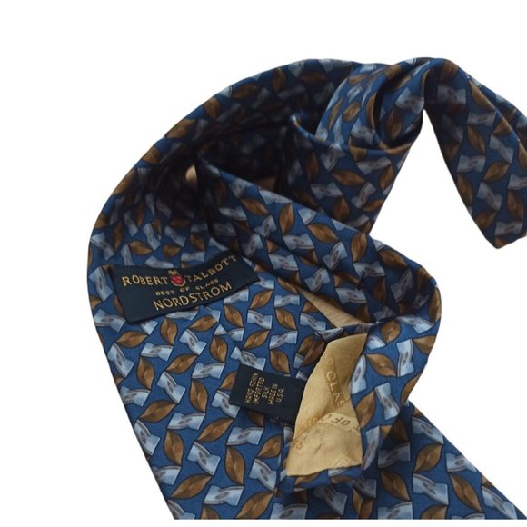 ROBERT TALBOTT Blue Geometric Silk Tie HANDMADE USA 58"/ 4" EC - Picture 3 of 7